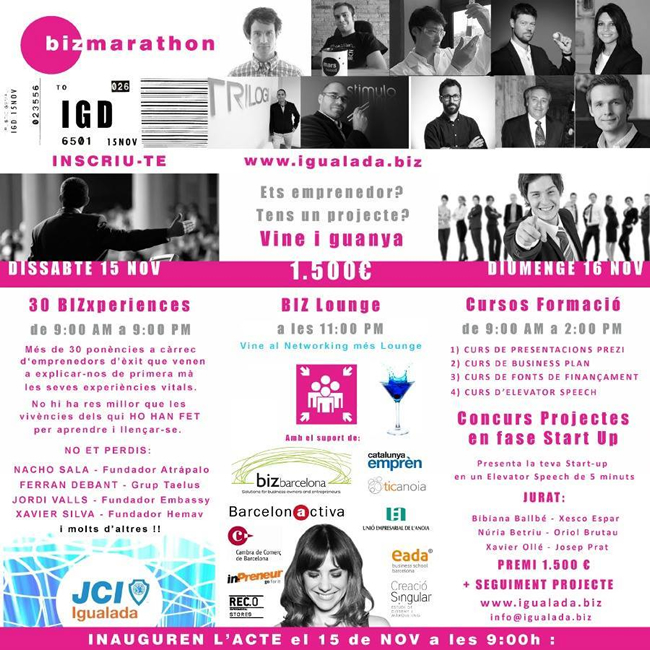 BIZ MARATHON, marató d’emprenedoria amb 35 ponències, cursos de formació i un concurs d’startups guardonat amb 1.500€ de premi
